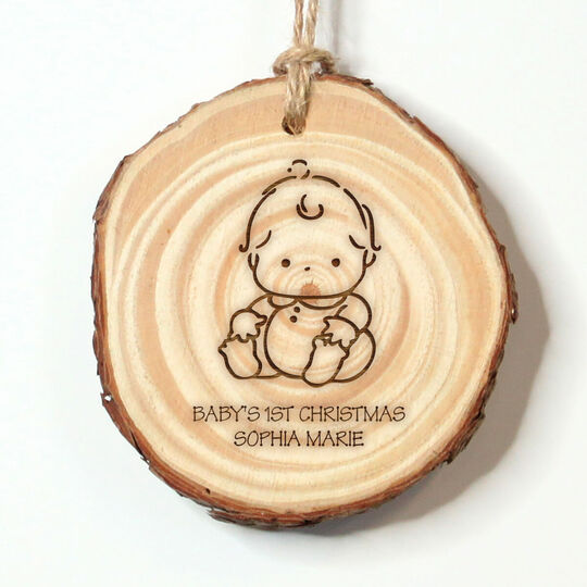 Beautiful Baby Real Wood Ornament